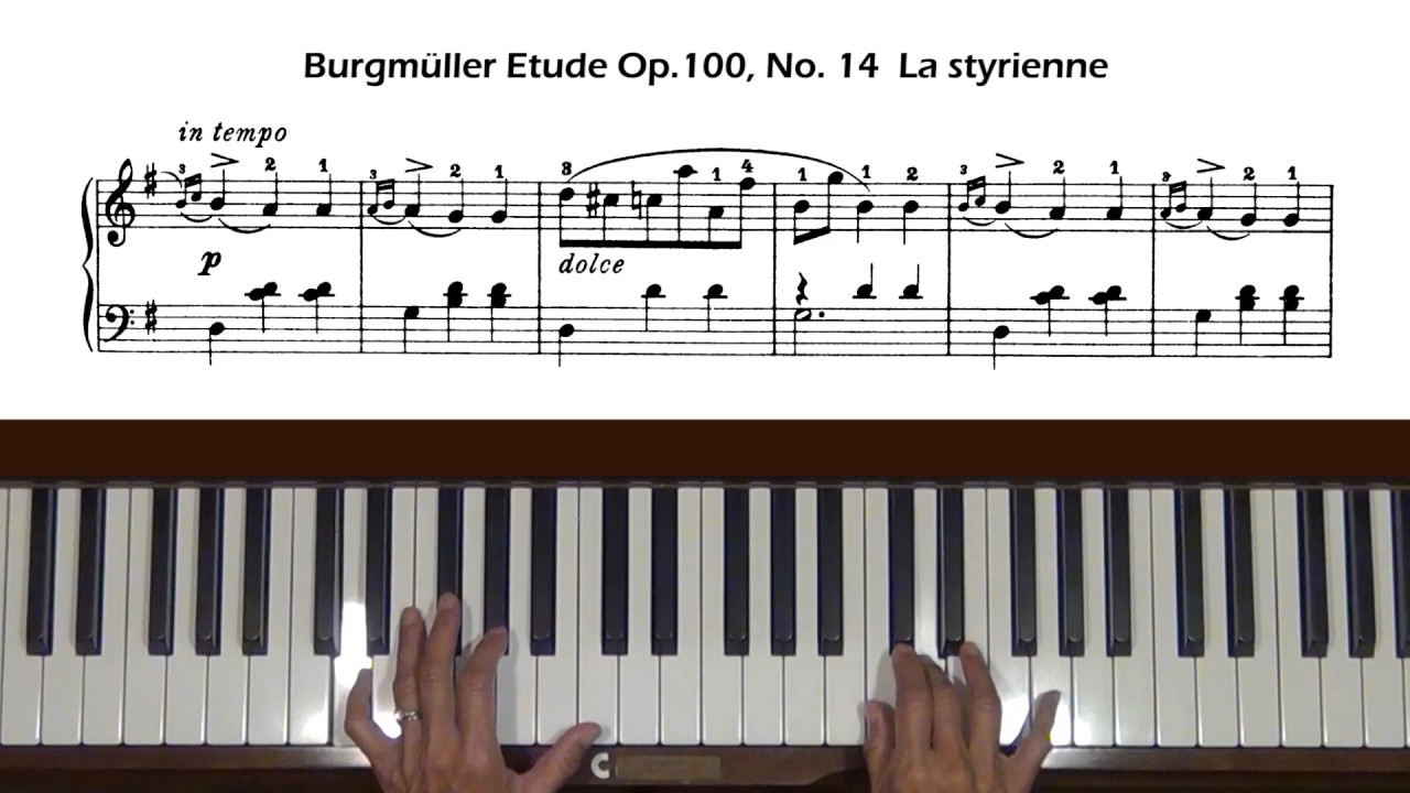 Burgmuller Etude Op. 100, No. 14 La styrienne (Steirisch) Piano Tutorial
