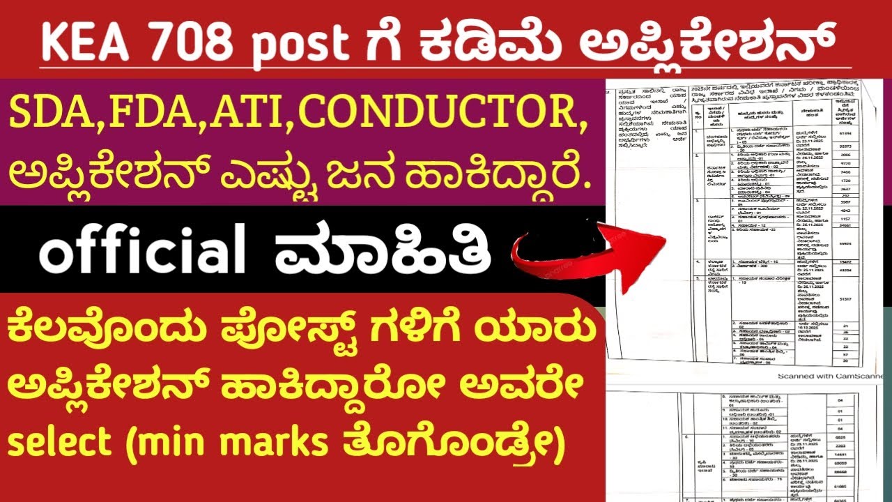 📢 KEA 708 ಹುದ್ದೆಗಳಿಗೆ ಅರ್ಜಿಗಳ ಮಹಾಪೂರ! | SDA, FDA, ATI, Conductor 🔥 ಕಾಂಪಿಟೇಶನ್ ಎಷ್ಟಿದೆ?