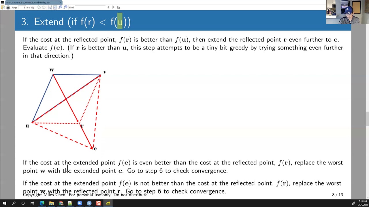 Stats 102A Lesson 8-2 Nelder Mead Method / Algorithm