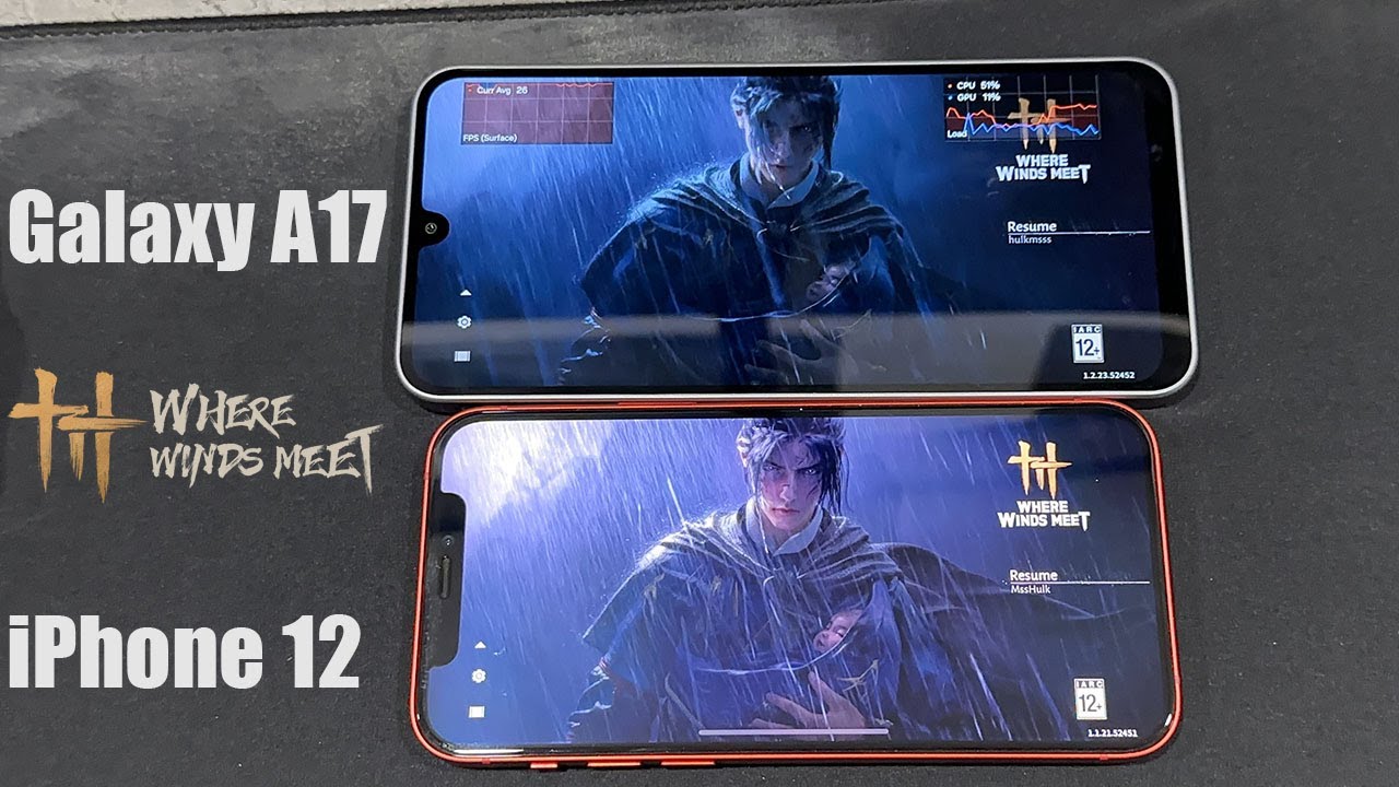 Where Winds Meet mobile | Samsung Galaxy A17 Vs iPhone 12
