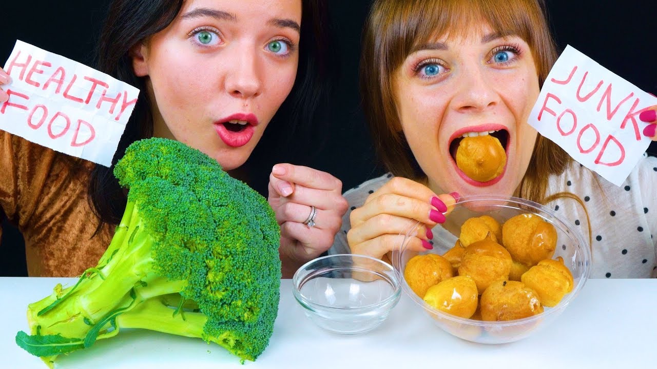 ASMR JUNK FOOD VS HEALTHY FOOD  ASMR EATING NO TALKING | EATING SOUNDS LILIBU