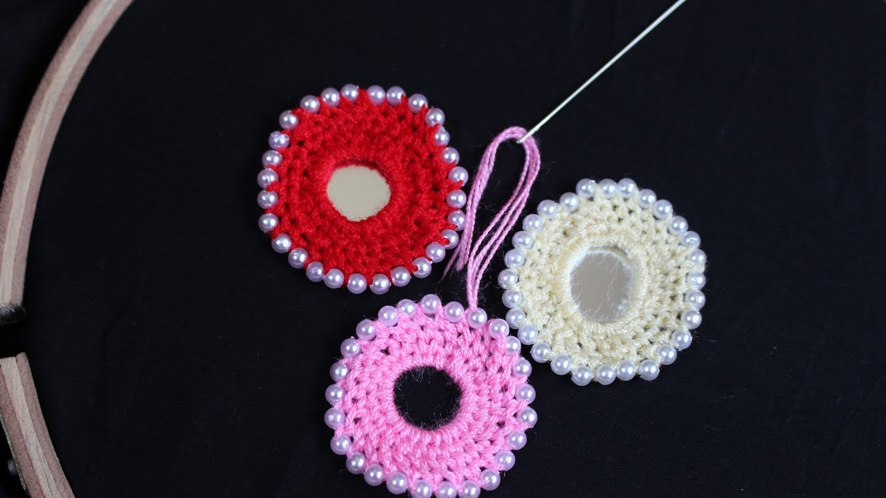 Hand Embroidery Designs | Bead mirror frame work | Stitch and Flower-148