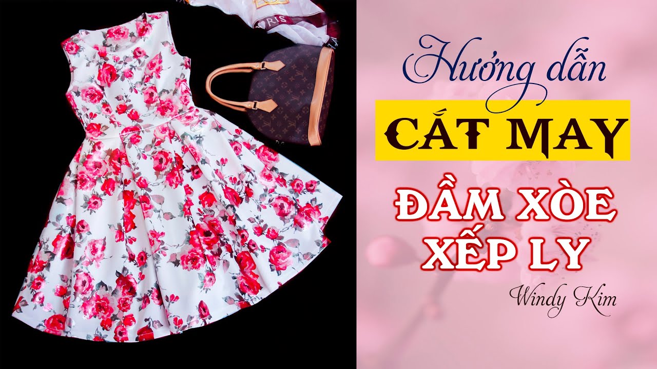 018 - Hướng dẫn chi tiết cắt may áo đầm xòe xếp ly hộp cực xinh l Cách may lộn cổ áo chui hai lớp