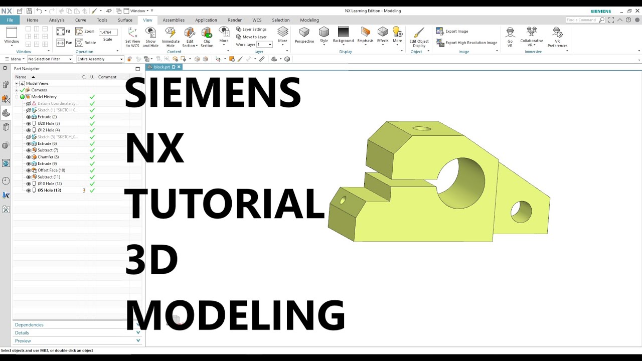 Siemens NX Tutorial - 3D Modeling using Sketch