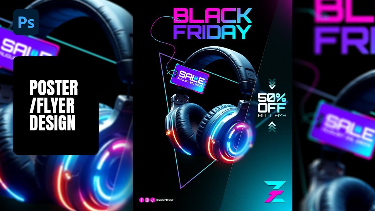 Photoshop Poster Design Tutorial | From Beginner to Pro | Black Friday Ads