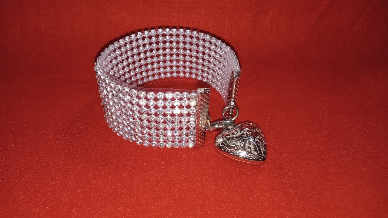 Como fazer Pulseira de Strass com Pingente. Linda e Fácil de fazer!!!
