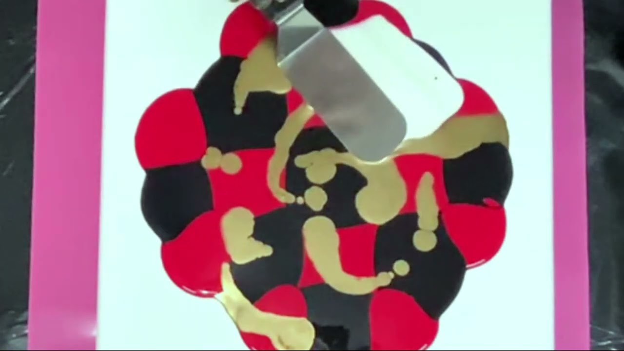 #74 - Trying Spray Paint in this Black and Red Puddle Pour, Swipe and Marble Roll