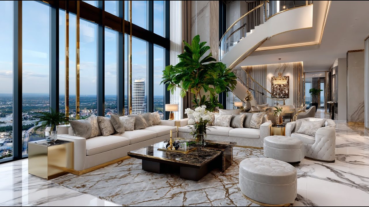 Cinematic Penthouse Lounge Design 🎬✨ | Modern Luxury Living Above the City