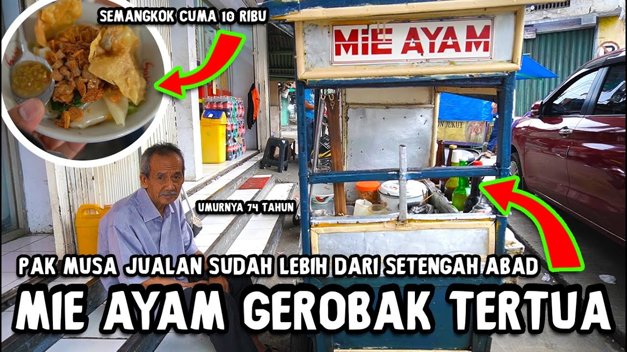 TERTUA DI BOGOR !! MIE AYAM GEROBAKAN !! KAKEK umur 70 tahunan jualan sudah lebih dari setengah ABAD