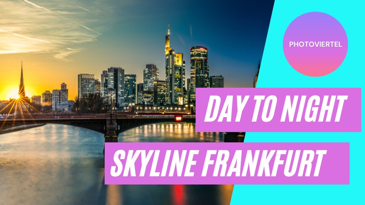 Skyline Frankfurt. Langer Anlauf für ein Zielfoto! Skyline day to night fotografiert.