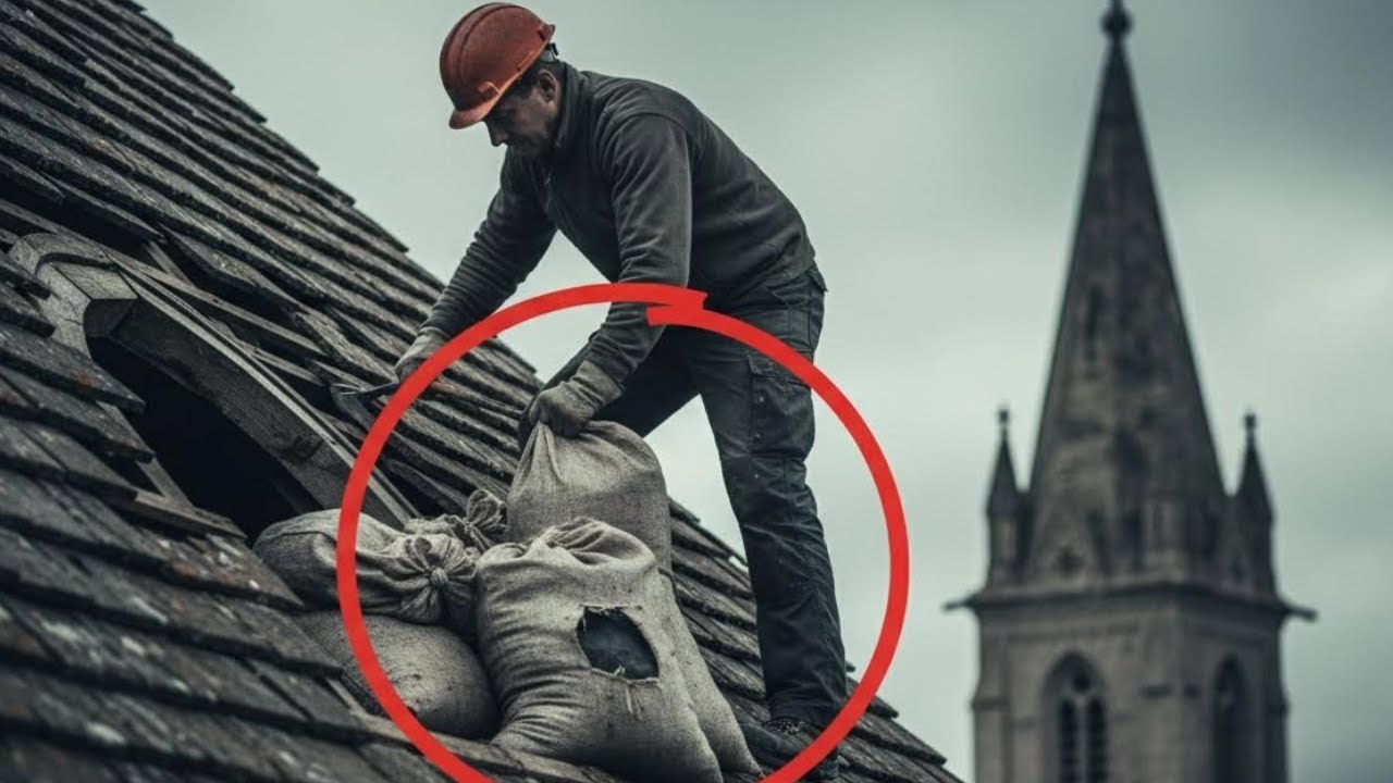 Dekarz odkrył worki na dachu kościoła! To, co było w środku, wstrząsnęło całym miastem...