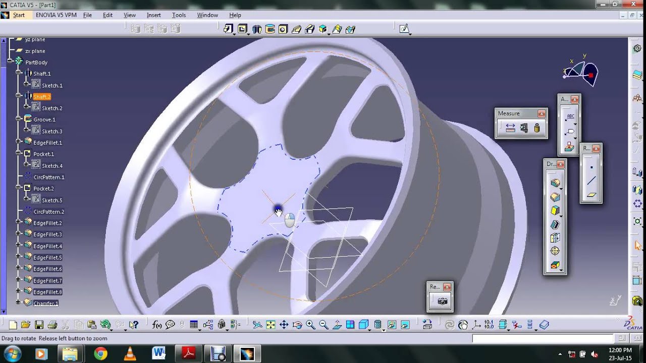 how to create & render car rim ,wheel in CATIA V5