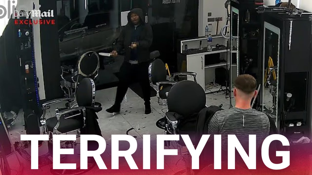 Chilling video shows UK train stabber suspect enter barber shop with knife a day before mass attack