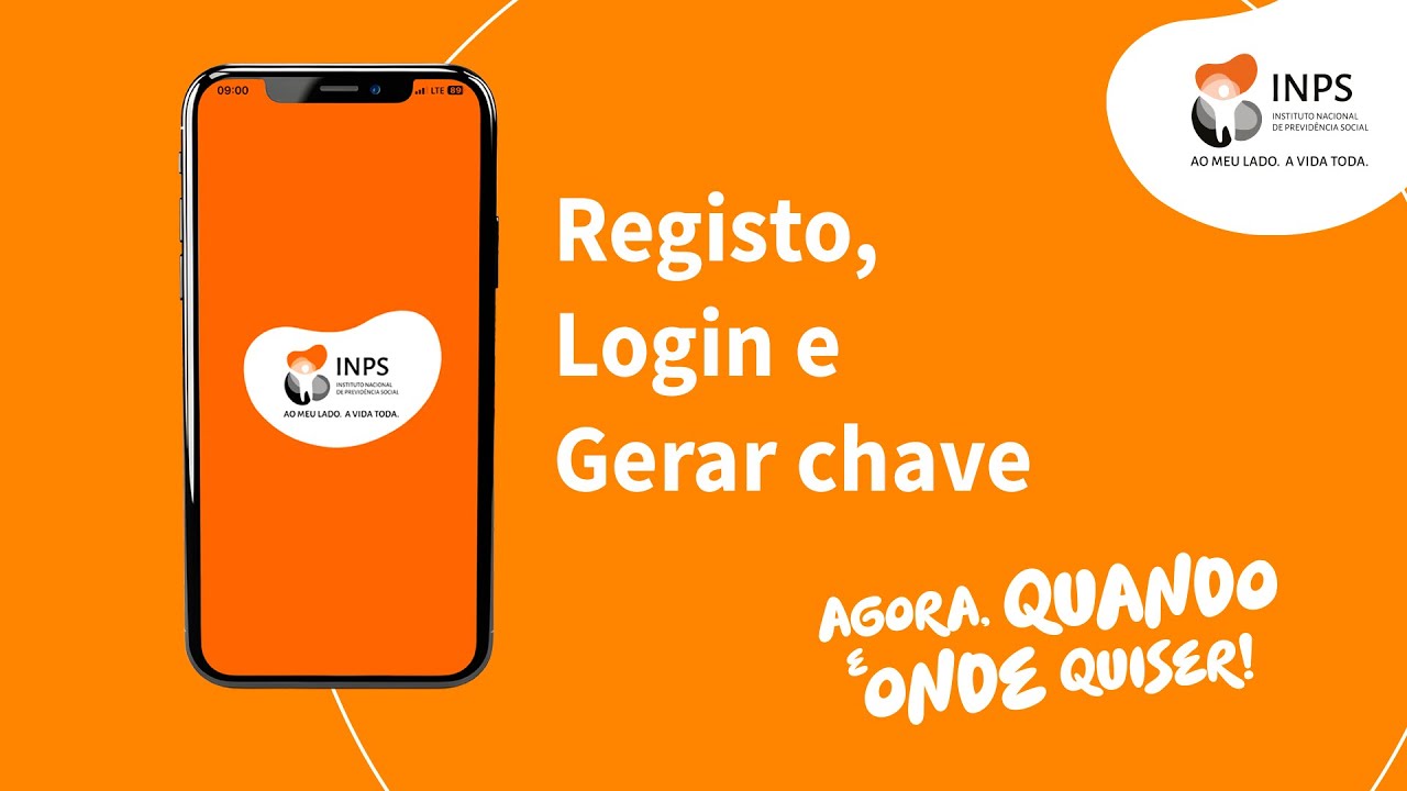 Aplicativo M&oacute;vel do INPS: Registo, Login e Gerar Chave