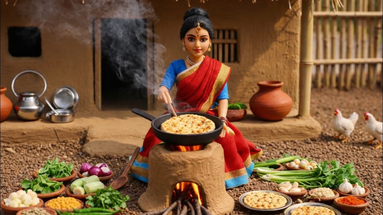 Miniature Doll Aloo Paratha Cooking ASMR | Bangladeshi Village Tiny Kitchen Morning Cooking