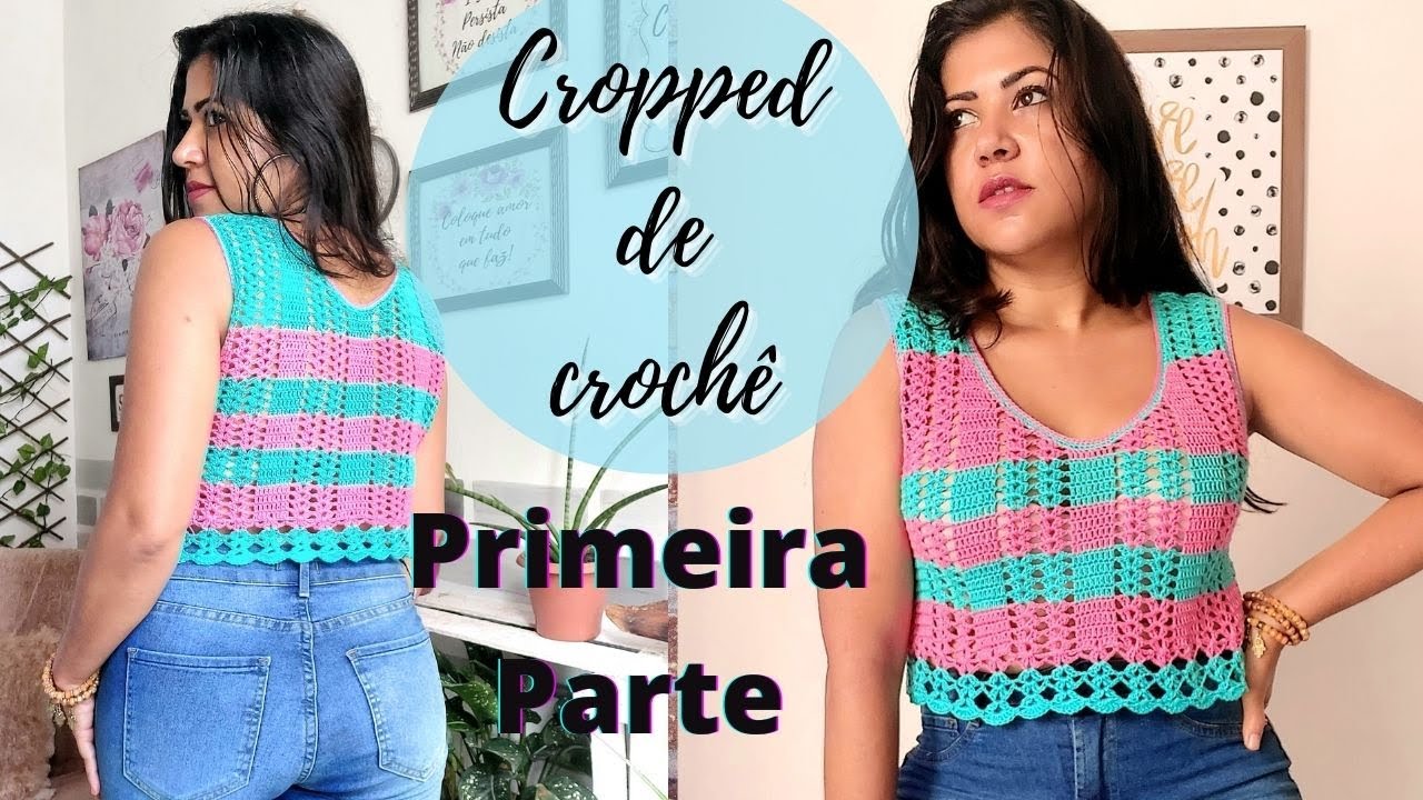 Cropped de crochê fácil  - primeira parte - Legendas