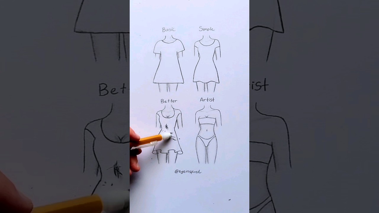 How to draw a dress👗Which level can  you draw?!#artwork #drawing #fashion #style #painting #artist