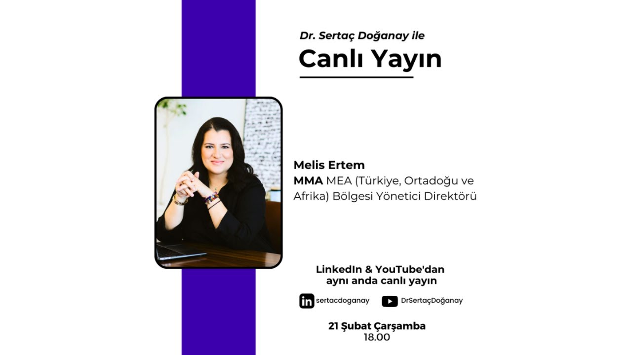 Canlı yayın konuğum, MMA MEA (Türkiye, Ortadoğu ve Afrika) Bölgesi Yönetici Direktörü Melis Ertem.
