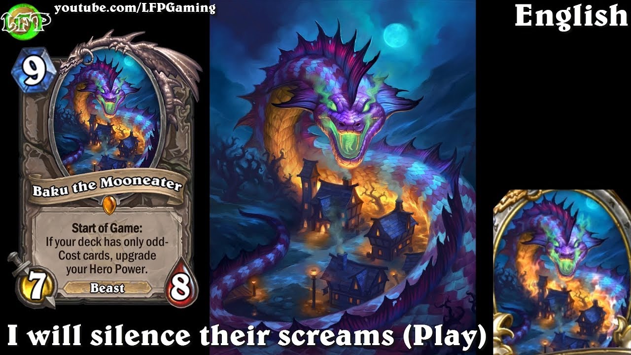Hearthstone: Baku the Mooneater card sounds in 14 languages -Witchwood Legendary