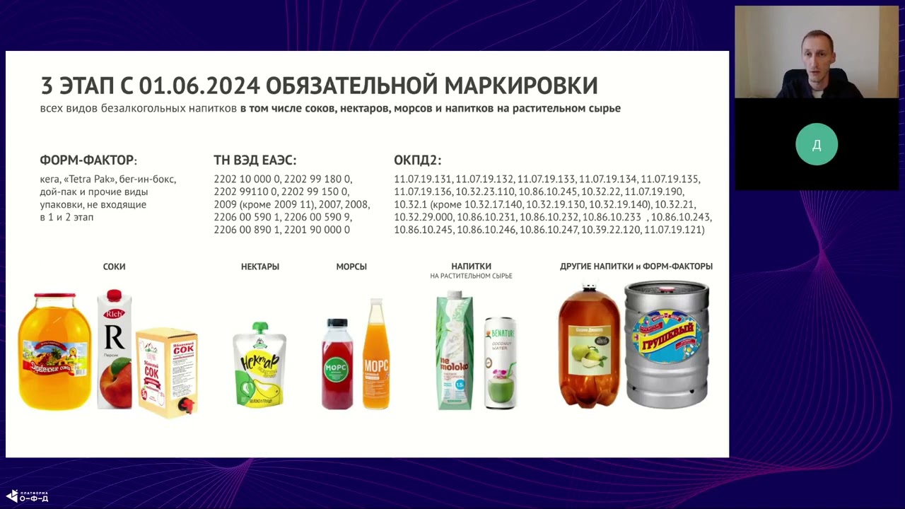 Маркировка безалкогольных напитков и соков