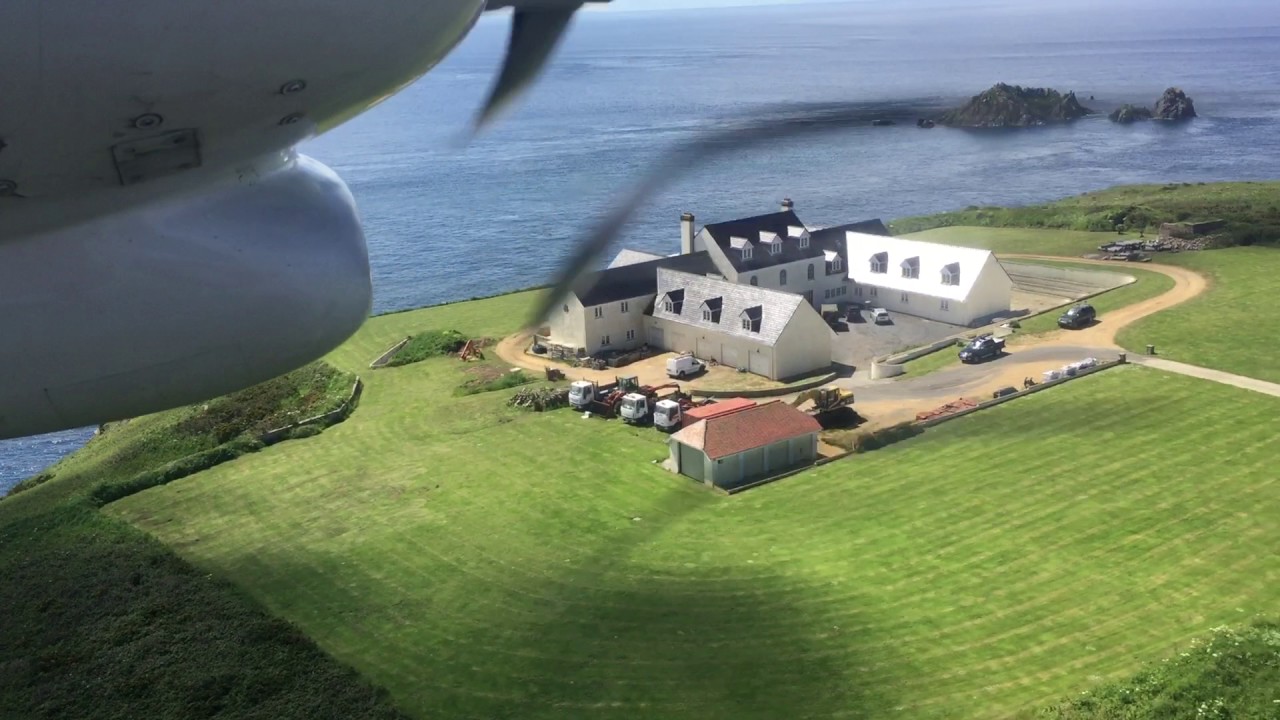 Landing on Alderney Island in the Britten-Norman Trislander plane