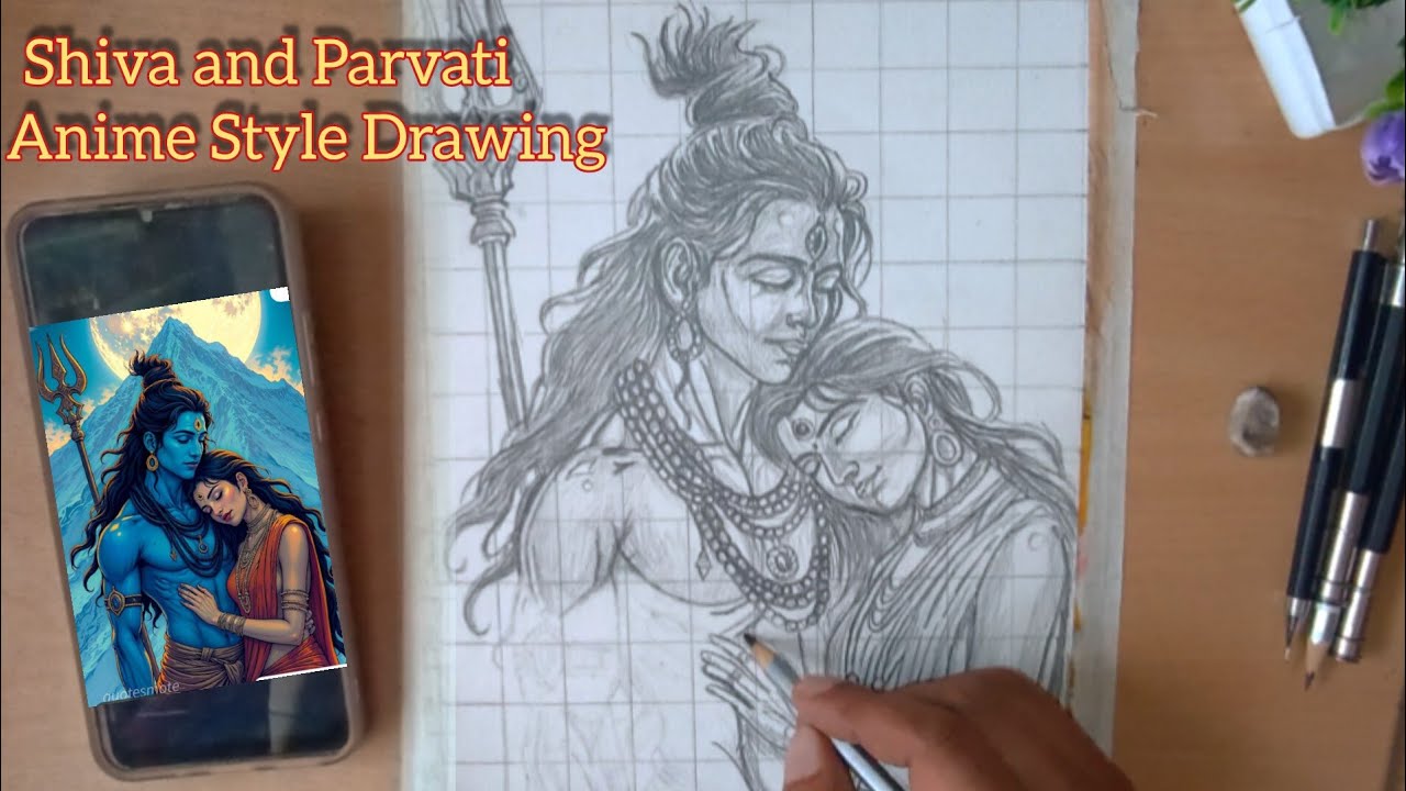 Lord Shiva And Parvati Anime Drawing ❤️ How To Draw Parvati & Shiva||Step By Step Drawing Tutorial