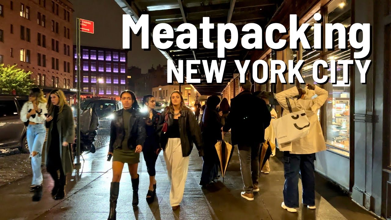 NEW YORK CITY Meatpacking 🇺🇸 Nightlife Rain Walk 4K