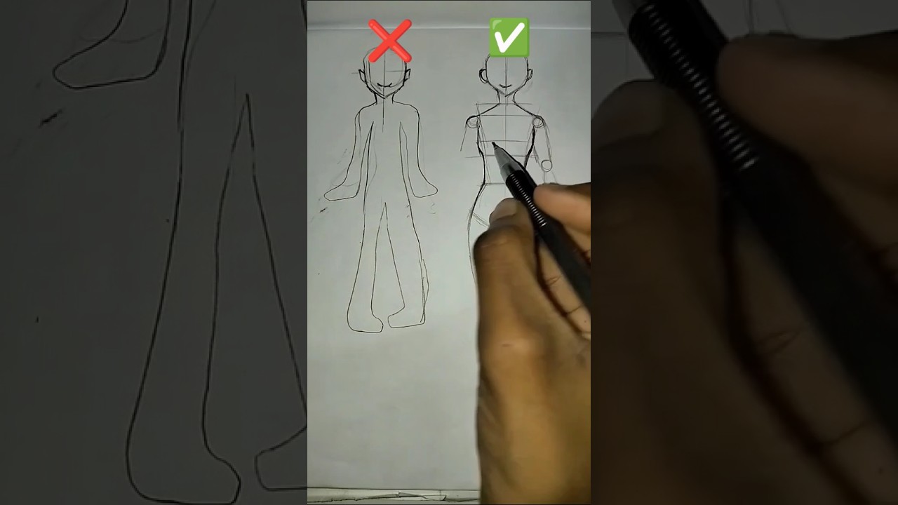 How to draw a Girl Body: Dress up pose easy frontview 