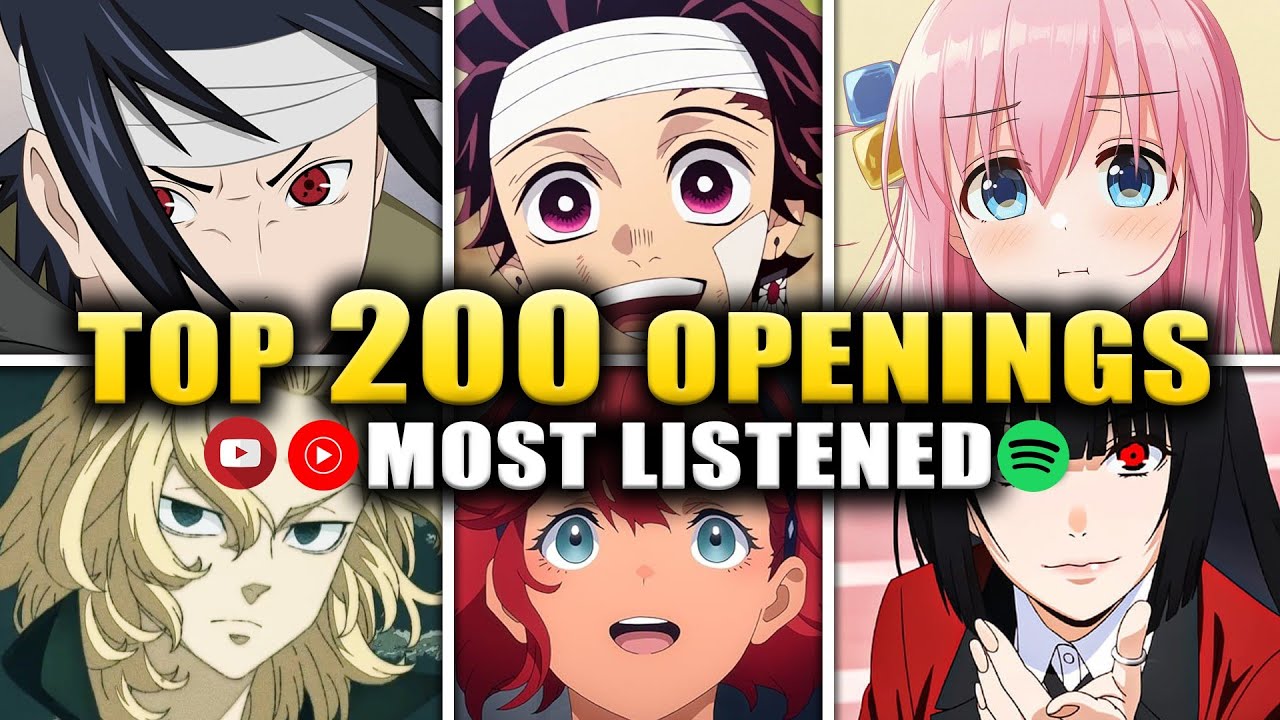 TOP 200 Most LIstened Anime Openings of ALL TIME (Spotify - Youtube Music - Youtube)