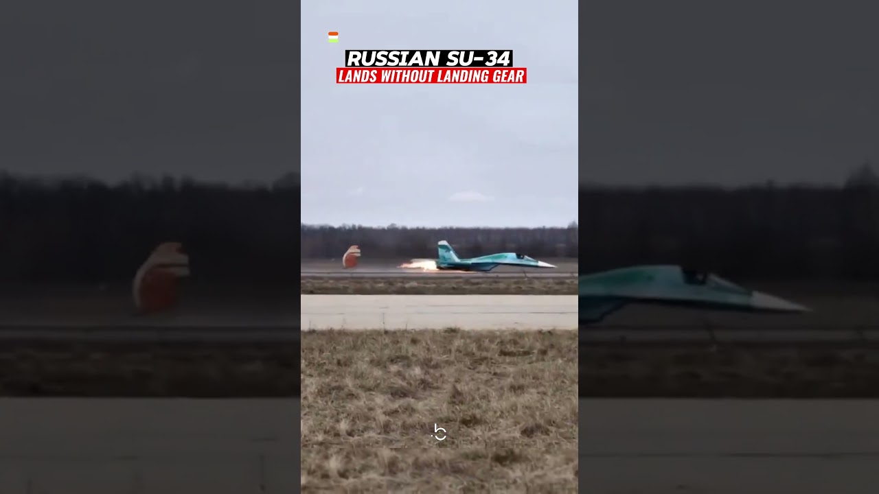 Russian Su-34 Lands Without Landing Gear!🫨 #shorts