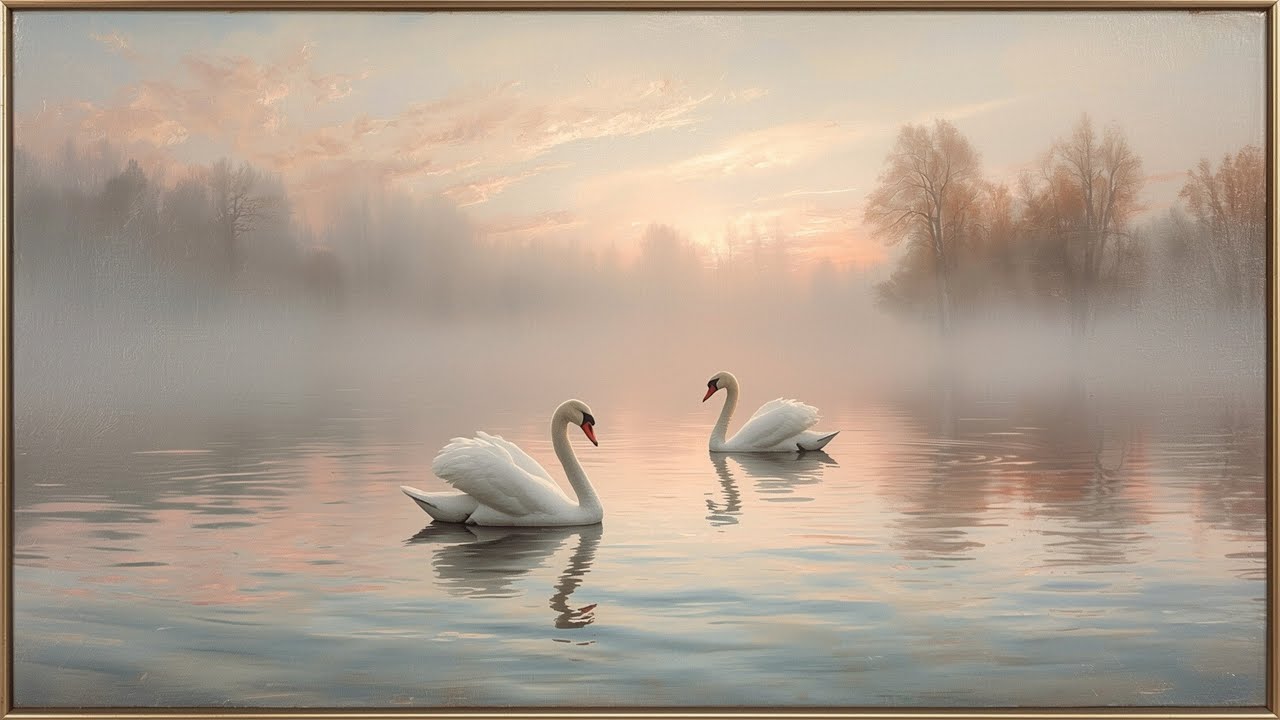 Swan Lake at Dawn | Luxury 4K Frame TV Art for Calm & Elegant Homes