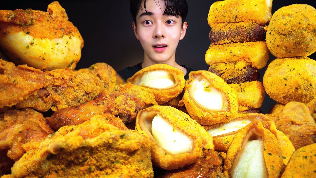 ASMR MUKBANG D-20 BHC 뿌링클 뿌링치즈볼 먹방/ BHC SIDE&CHICKEN CHEESE BALL FRIED SHRIMP EATING SOUND