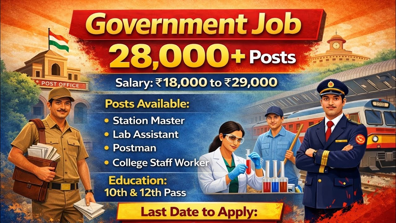 8th Pass Government Job 2026 🔥 28,000+ Bharti | No Exam | Direct Selection