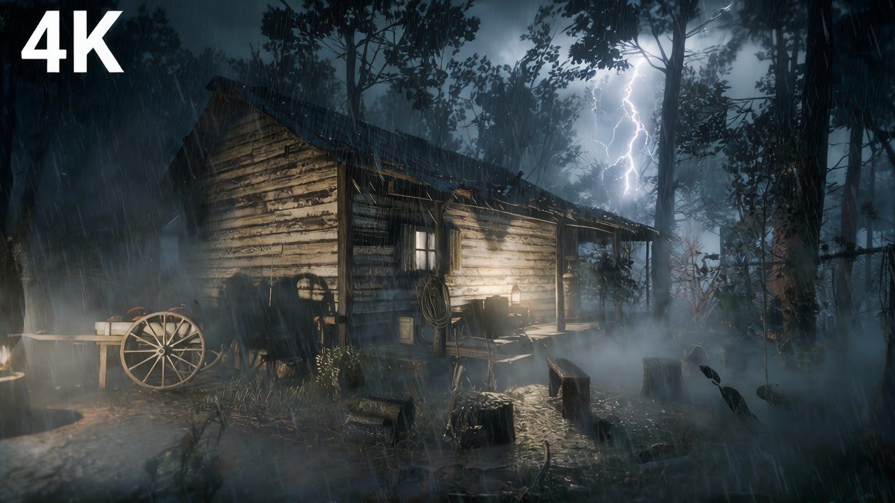 Rainy Night on a Peaceful Forest Farm 🌧️ 10 Hours Thunderstorm Sleep Rain ASMR