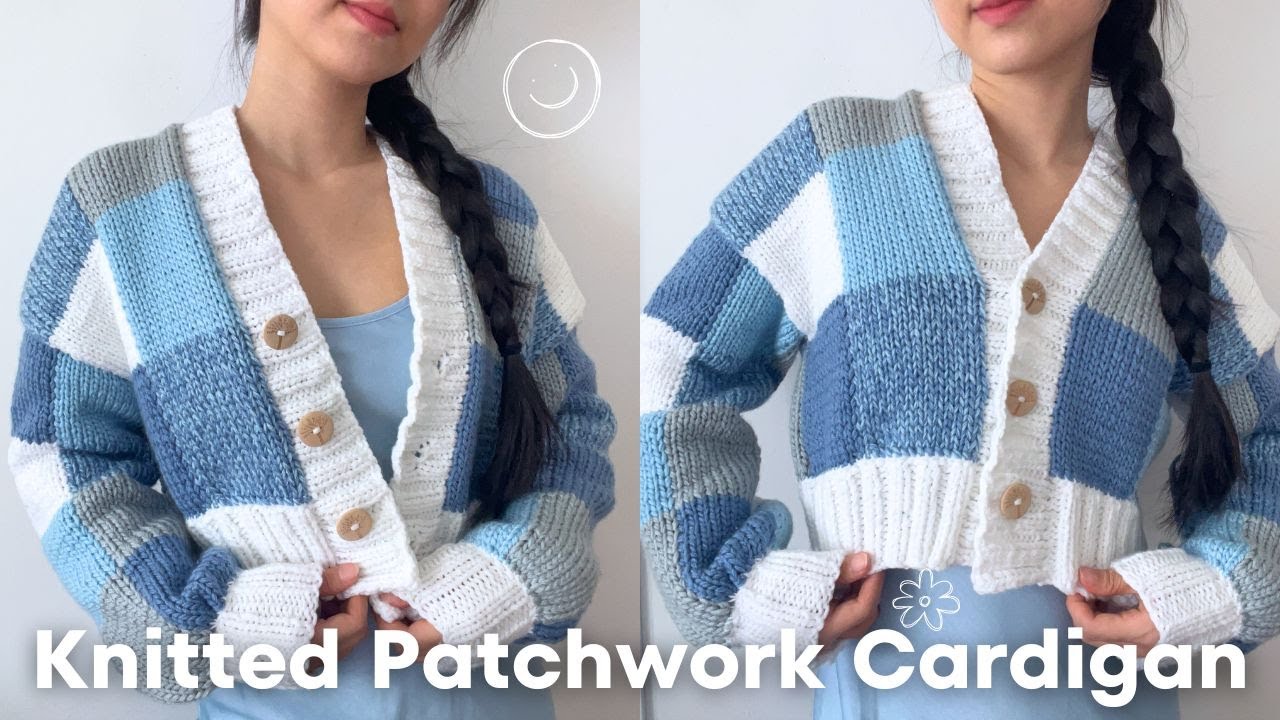 Knitted Patchwork Cardigan | Cropped Knit Cardigan | Crochet With Hannah