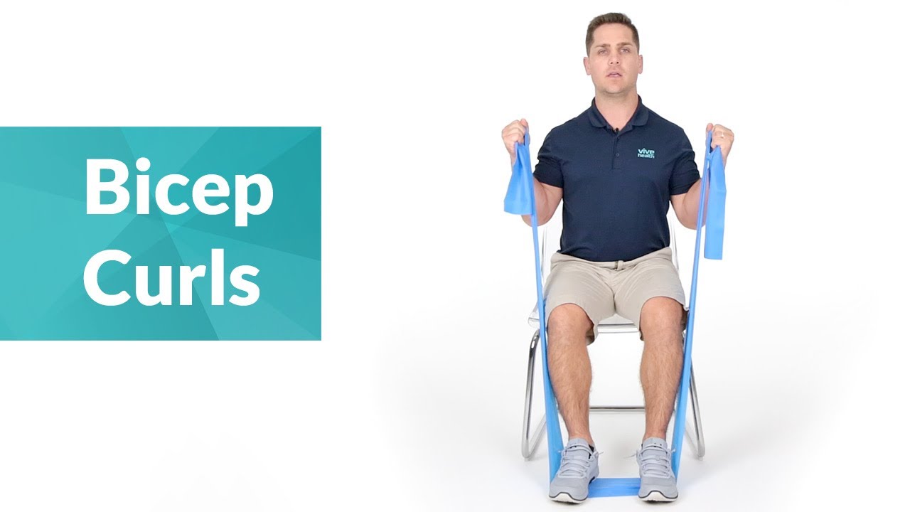 Seated Bicep Curls with Resistance Bands