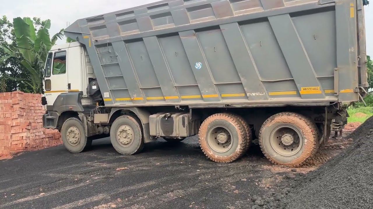 Tipper Truck Dust Unloading Action