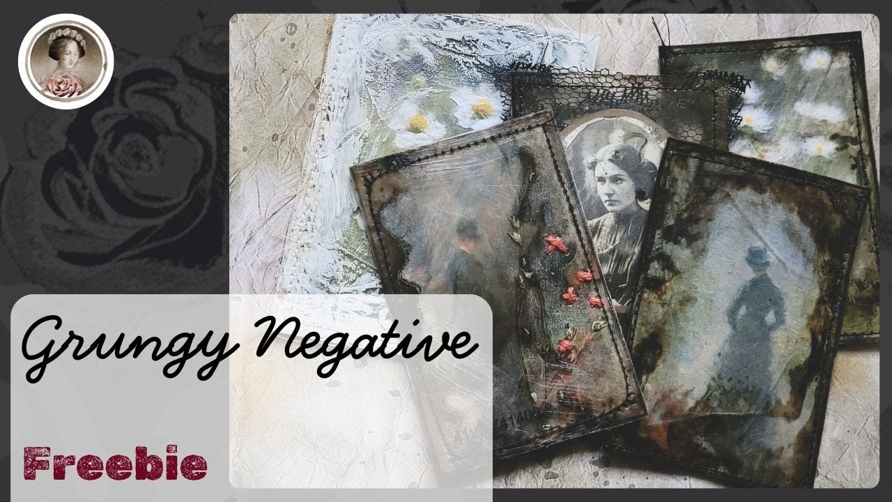 DIY grungy Negative mit Overheadfolie ✤ Freebie ✤ mit Kaffee, Rostwasser, Aquarellfarben & Woodys