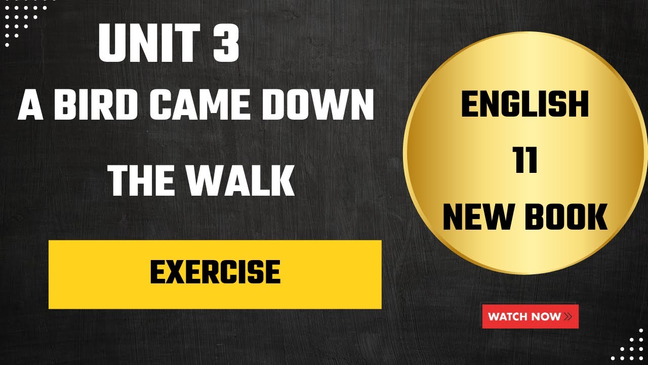 1st Year English | Unit 3 A Bird Came Down the Walk | Exercise