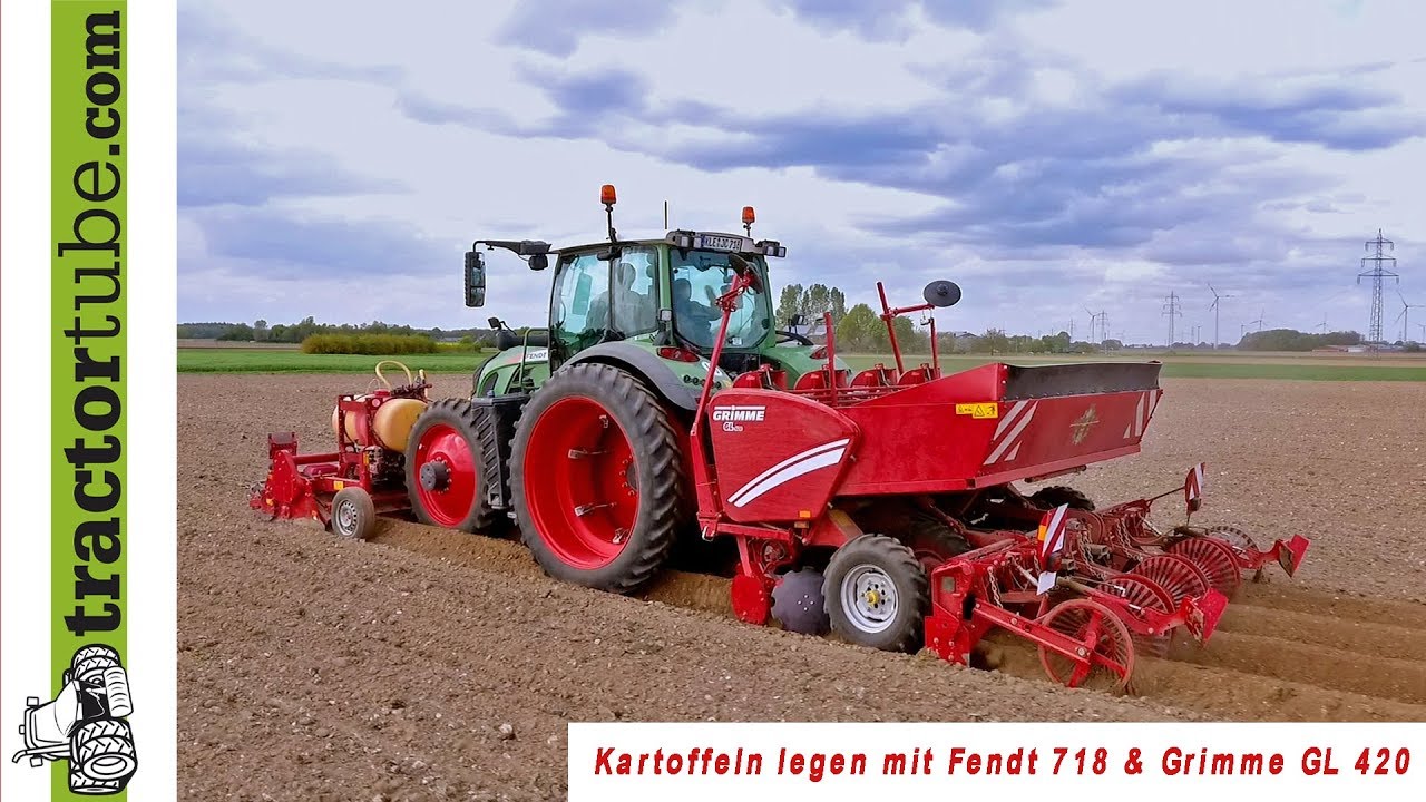 Kartoffeln legen mit Fendt 718 Vario und Grimme GL 420 durch LU Hunzelar