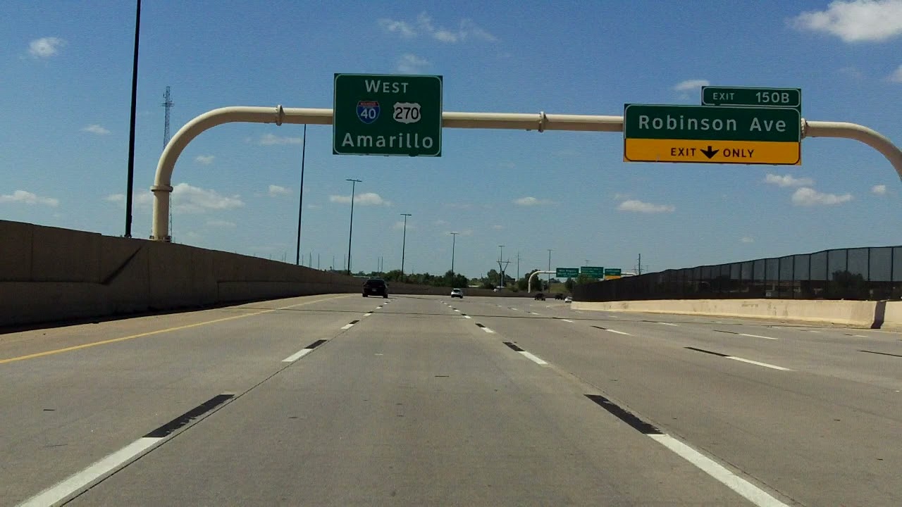 Interstate 40 - Oklahoma (Exits 153 to 147) westbound