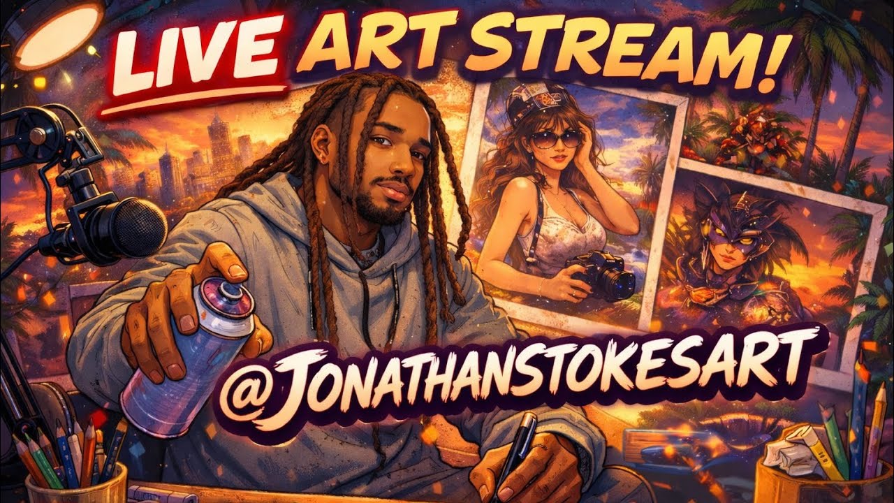 Jonathancandraw is live! (#3) Come Draw With Me! Drawing Batman