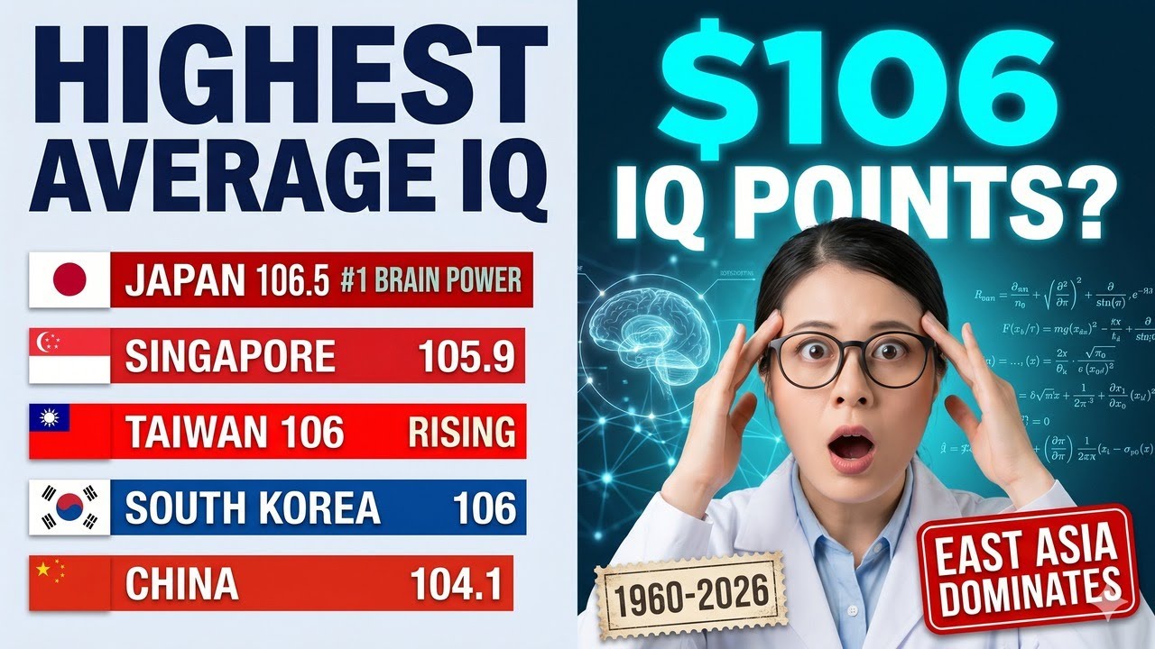 Highest Average IQ by Country 1960-2026 | Japan 106.5 &mdash; East Asia Dominates 🧠