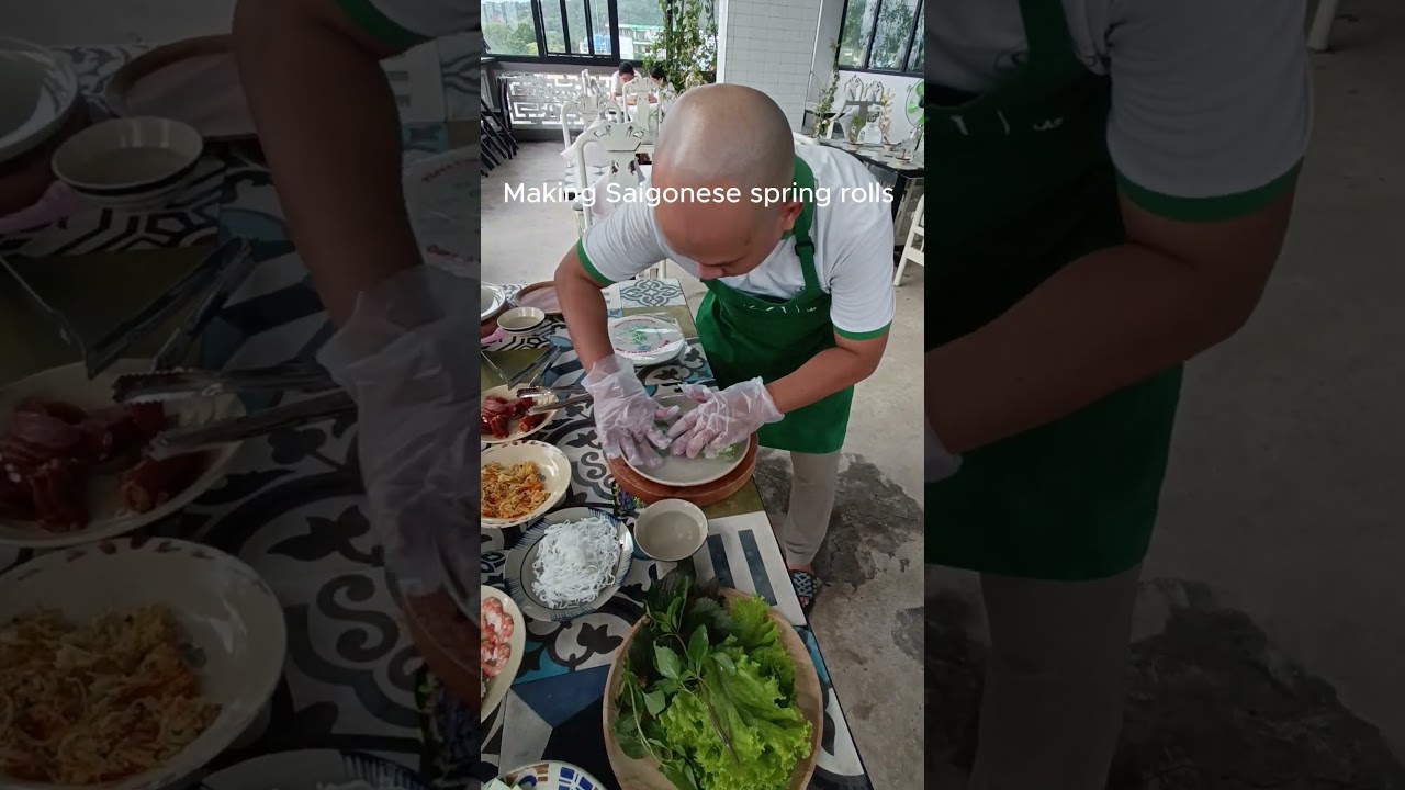 Saigonese spring roll / Vietnamese cooking class at Troc's Kitchen team in Phu Quoc island.