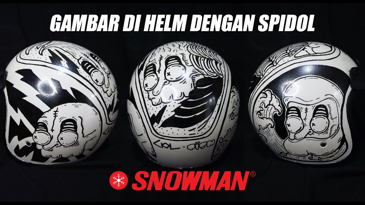 Gambar helm dengan spidol snowman | Helmet drawing with a marker
