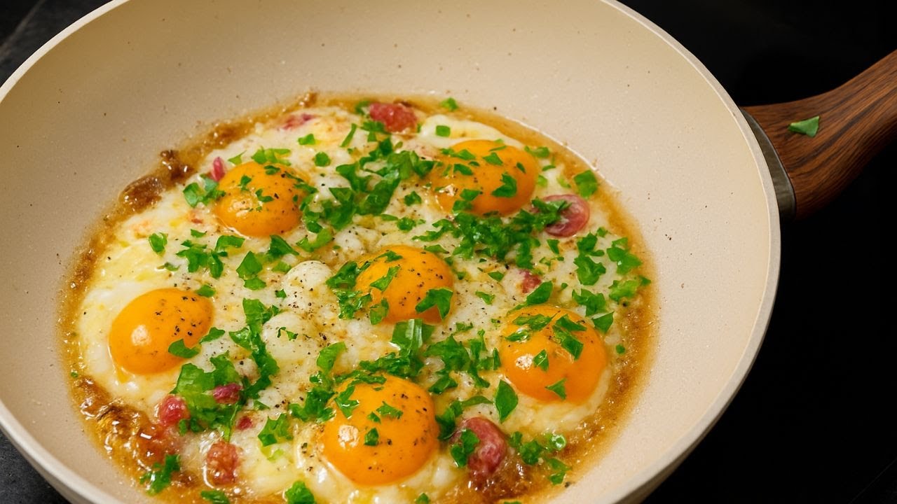 Eggs with Salami & Shallots &mdash; Easy & Delicious Morning Idea