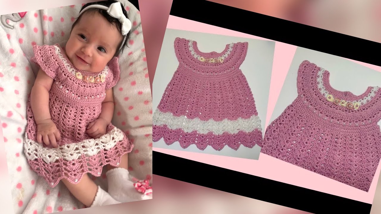 VESTIDO PARA NIÑA TEJIDO A CROCHET |0-3 meses a 5 años| how to crochet baby dress English subtitles