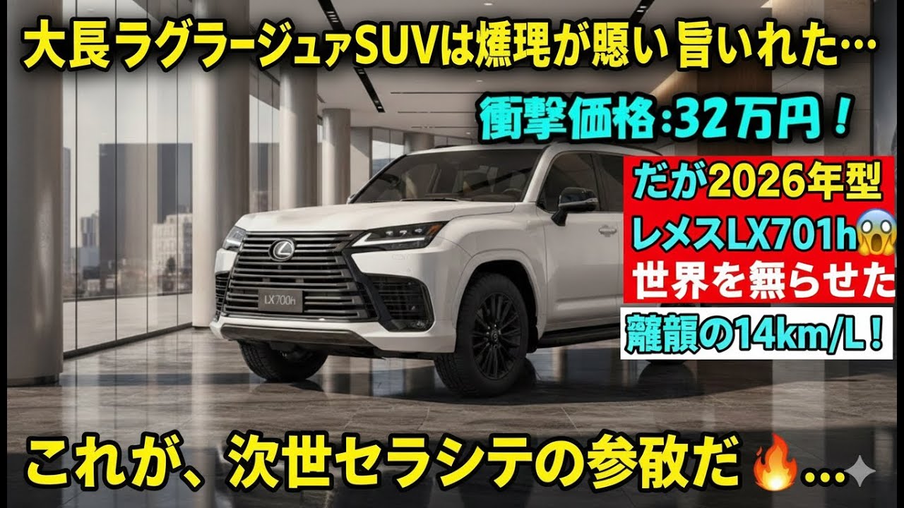 大型ラグジュアリーSUVは燃費が悪い」と言われた…だが2026年型レクサスLX700hが世界を驚かせた 😱🔥（14km/L！）