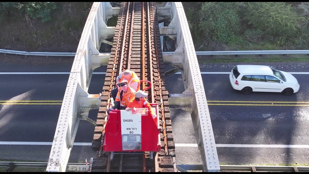 Waihi Goldfields Railway Jigger Ride - by Drone