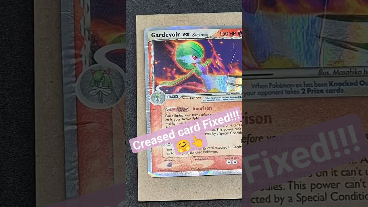 Pok&eacute;mon Card Crease repair #pokemon #pokemoncards #pokemontcg